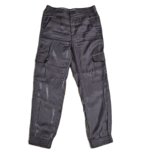 By Anthropologie Satin Shimmer Cargo Jogger Pants Small High Rise Metallic - Picture 1 of 12